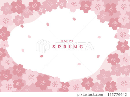 Spring background illustration cherry blossom banner 135776642