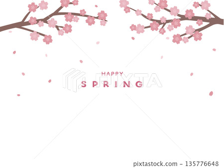 春季背景插圖櫻花橫幅 135776648