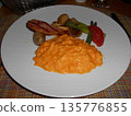 Delicious scrambled eggs at the hotel breakfast 135776855