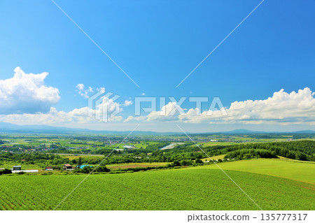 Hokkaido summer blue sky and earth 135777317