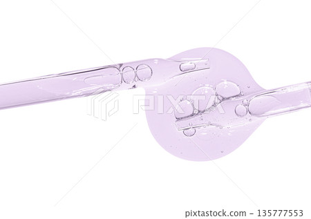 A sample of facial serum or gel or moisturizer with a pipette. Isolated on white. A sample of facial serum or gel or moisturizer with a pipette. Isolated on white. 135777553