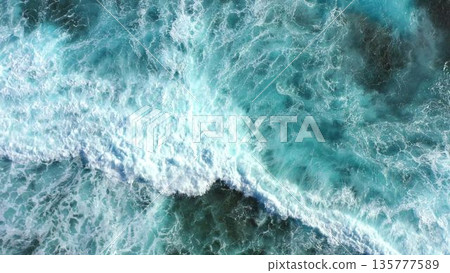 Rough waves crashing on the coral reef Rough waves crashing on the coral reef 135777589