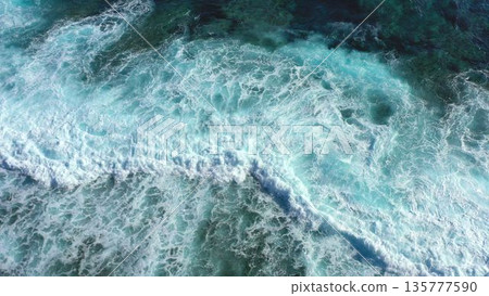 Rough waves crashing on the coral reef Rough waves crashing on the coral reef 135777590