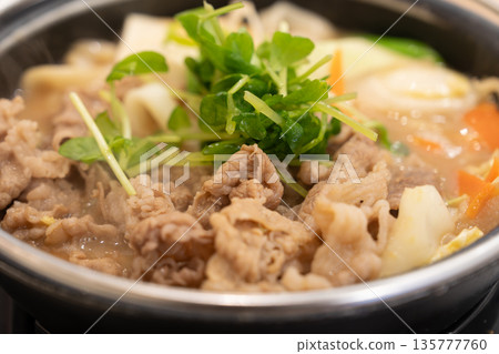 Hot and delicious sukiyaki in winter Hot and delicious sukiyaki in winter 135777760