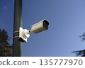Surveillance Camera on Street Pole for Urban Security and Monitoring 135777970