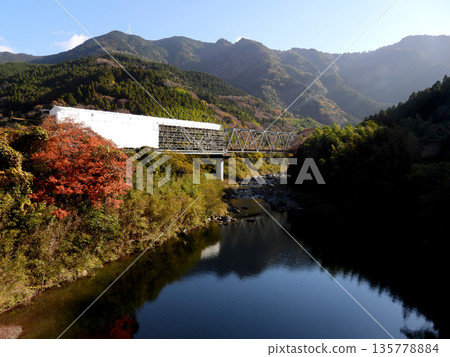 正在進行基礎建設的鐵路橋和秋葉 135778884