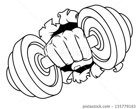 Weight Lifting Gym Dumbbell Weights Fist Hand 135779183