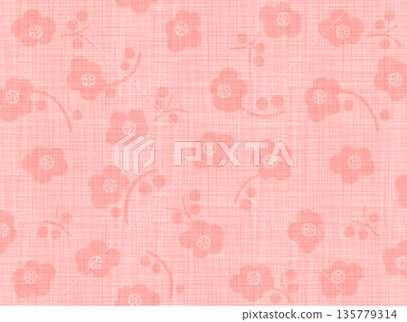 Japanese pattern _ Kimono fabric _ Cute plum blossom _ Background Japanese pattern _ Kimono fabric _ Cute plum blossom _ Background 135779314