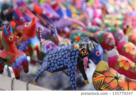 Animal figurines for sale in a Mexican market Animal figurines for sale in a Mexican market 135779347