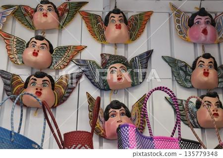 Masks for sale at a Mexican market 135779348