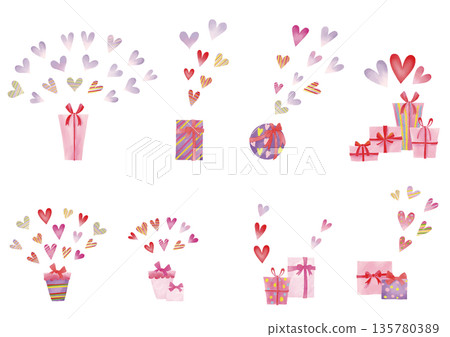 水彩禮盒（含絲帶）和心型套裝 135780389