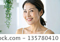一幅笑容燦爛、肌膚姣好的中年女性肖像，靈感來自廣告 135780410