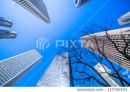 日本東京城市景觀，可以看到東京都廳和新宿的辦公大樓（2026年1月25日） 135780459