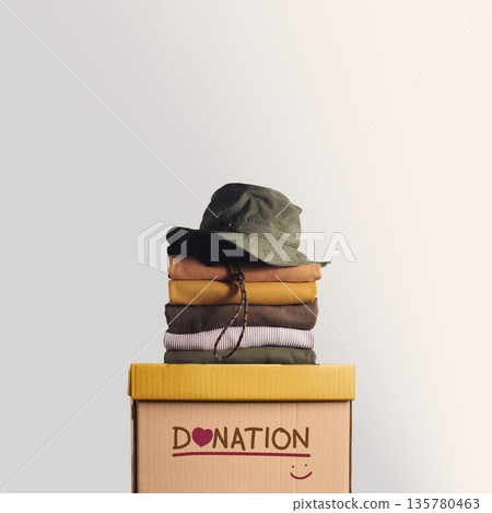 Donation Cloth, Renewable Concept. Used clothes box Donation Cloth, Renewable Concept. Used clothes box 135780463