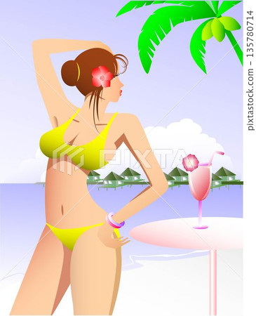 擺在海灘上的女人 135780714