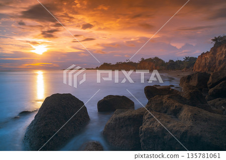 Beautiful morning view indonesia Panorama Landscape paddy fields with beauty color and sky natural light Beautiful morning view indonesia Panorama Landscape paddy fields with beauty color and sky natural light 135781061