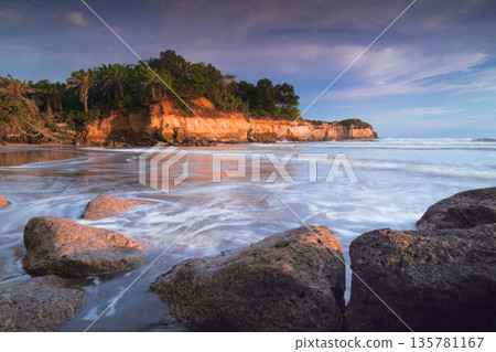 Beautiful morning view indonesia Panorama Landscape paddy fields with beauty color and sky natural light Beautiful morning view indonesia Panorama Landscape paddy fields with beauty color and sky natural light 135781167