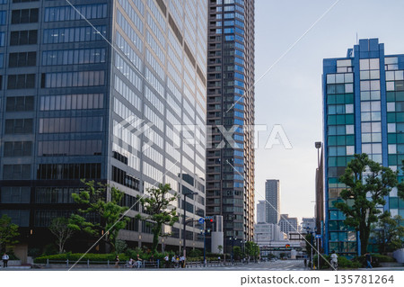 City buildings and streets at dusk City buildings and streets at dusk 135781264