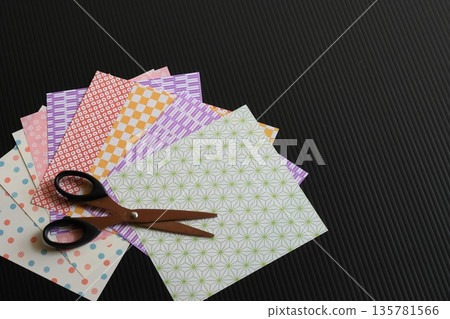 Scissors and Chiyogami paper 135781566