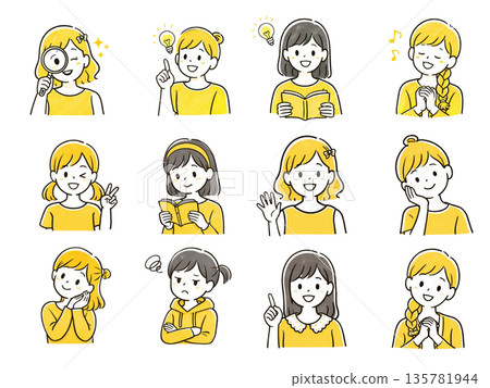 女孩的面部表情集 135781944