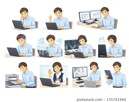 Business woman using a personal computer 135781948