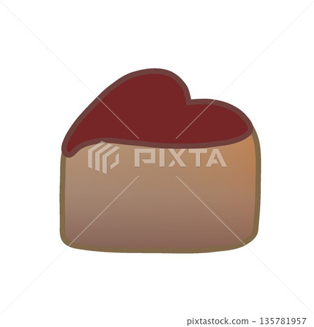 Illustration of heart-shaped mocha chocolate 135781957