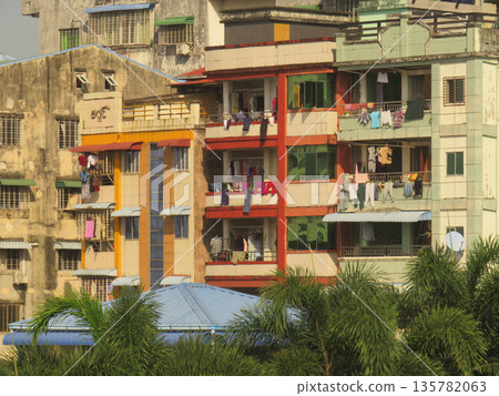 Close-up of Residential buildings in Yangon during Golden Hour.JPG Close-up of Residential buildings in Yangon during Golden Hour.JPG 135782063