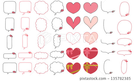 Red and pink heart speech bubble material set (recommended for events such as Valentine's Day and Mother's Day) Red and pink heart speech bubble material set (recommended for events such as Valentine's Day and Mother's Day) 135782385