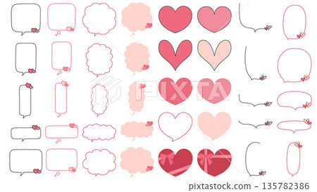 紅色和粉紅色愛心對話框素材組(推薦用於情人節、母親節等場合) 紅色和粉紅色愛心對話框素材組(推薦用於情人節、母親節等場合) 135782386