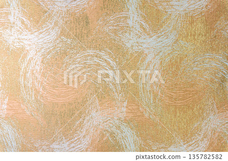 Terracotta and brown textile texture with golden wave pattern 135782582