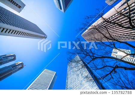 日本東京城市景觀，俯瞰新宿商業區和東京都廳大樓（2026年1月25日） 135782788