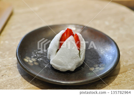 Japanese strawberry mochi or Japanese mochi or strawberry moji or moji Japanese strawberry mochi or Japanese mochi or strawberry moji or moji 135782964