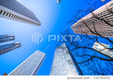 日本東京城市景觀：新宿辦公大樓和東京都廳大樓。邁向新時代 = 2026年1月25日 135783032