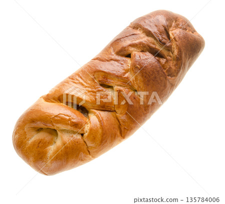 Ready rosy bun in the shape of a braid, on a white background, isolated Ready rosy bun in the shape of a braid, on a white background, isolated 135784006