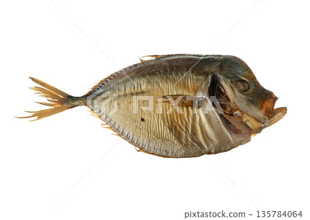 Smoked Vomer fish, on a white background, isolated Smoked Vomer fish, on a white background, isolated 135784064
