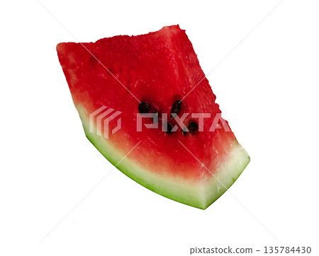 Sliced slice of ripe watermelon, isolated on white background 135784430