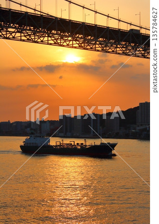 Sunset over Kanmon Strait 135784627