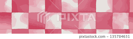 Pink watercolor gingham check seamless pattern background. Pink and white watercolor checkered pattern creating a rustic seamless background texture 135784631