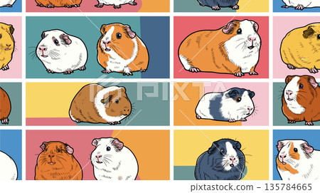 Pop art guinea pig distinct pet portraits grid. Nine cute guinea pigs in a colorful pop art distinct grid pattern Pop art guinea pig distinct pet portraits grid. Nine cute guinea pigs in a colorful pop art distinct grid pattern 135784665