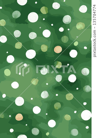 Watercolor green background with scattered polka dots texture. Watercolor green background featuring scattered white and light green polka dots pattern Watercolor green background with scattered polka dots texture. Watercolor green background featuring scattered white and light green polka dots pattern 135784774