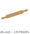 Wooden rolling pin, isolated vector illustration 135784891