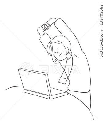 在辦公室工作間隙伸展放鬆身體。 在辦公室工作間隙伸展放鬆身體。 135785068