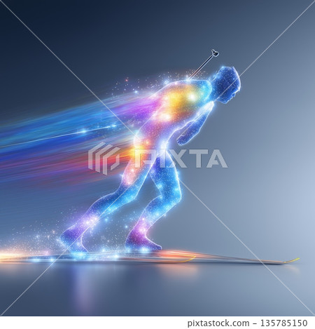biathlon banner. biathlon dynamic wallpaper with colorful light trails on a dark background 135785150