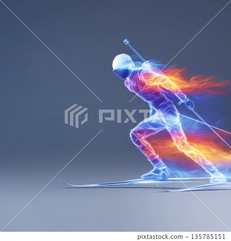 biathlon banner. biathlon dynamic wallpaper with colorful light trails on a dark background biathlon banner. biathlon dynamic wallpaper with colorful light trails on a dark background 135785151