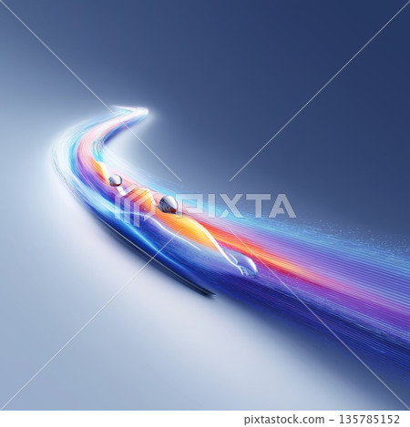 Bobsleigh banner. Bobsleigh dynamic wallpaper with colorful light trails on a dark background Bobsleigh banner. Bobsleigh dynamic wallpaper with colorful light trails on a dark background 135785152
