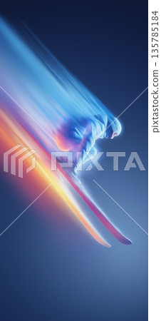 freestyle skiing banner. freestyle skiing dynamic wallpaper with colorful light trails on a dark background freestyle skiing banner. freestyle skiing dynamic wallpaper with colorful light trails on a dark background 135785184