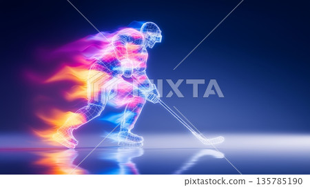 ice hockey banner. ice hockey dynamic wallpaper with colorful light trails on a dark background ice hockey banner. ice hockey dynamic wallpaper with colorful light trails on a dark background 135785190