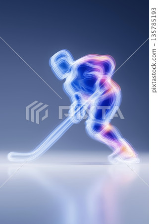 ice hockey banner. ice hockey dynamic wallpaper with colorful light trails on a dark background 135785193