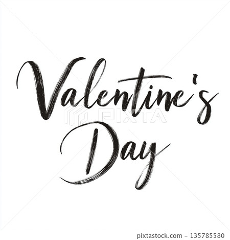 Valentine's Day handwritten lettering with small red heart. Valentine's Day handwritten typography with a red heart on a pure white background Valentine's Day handwritten lettering with small red heart. Valentine's Day handwritten typography with a red heart on a pure white background 135785580