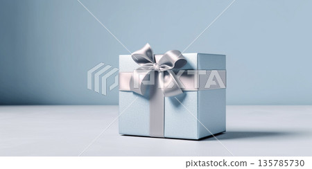A box gist with ribbon with blue cover luxury for special moment A box gist with ribbon with blue cover luxury for special moment 135785730
